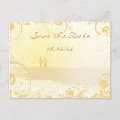 Yellow Heart Beach Wedding Aankondigingskaart (Voorkant)