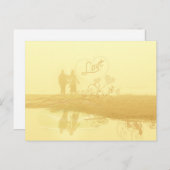 Yellow Heart Beach Wedding Briefkaart (Voorkant / Achterkant)