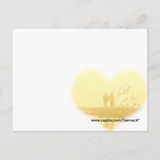 Yellow Heart Beach Wedding Briefkaart (Achterkant)