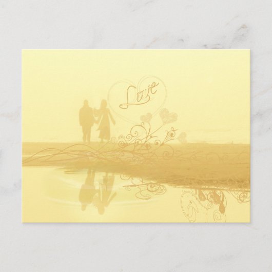 Yellow Heart Beach Wedding Briefkaart (Voorkant)