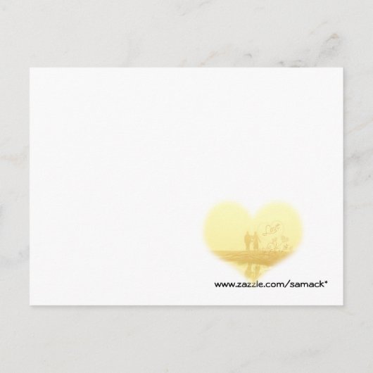Yellow Heart Beach Wedding Briefkaart (Achterkant)