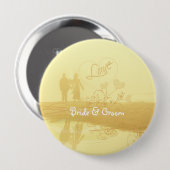 Yellow Heart Beach Wedding Ronde Button 4,0 Cm (Voorkant /achterkant)