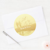 Yellow Heart Beach Wedding Ronde Sticker (Envelop)