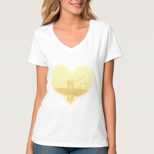 Yellow Heart Beach Wedding T-shirt (Voorkant)