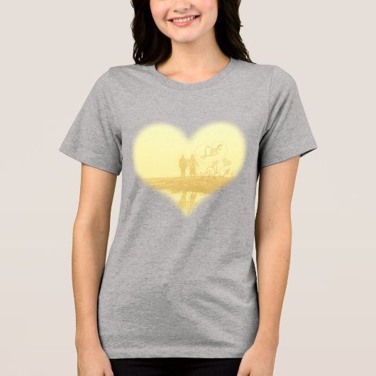 Yellow Heart Beach Wedding Tri-Blend Shirt (Voorkant)