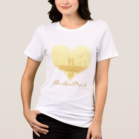 Yellow Heart Beach Wedding Tri-Blend Shirt (Voorkant)