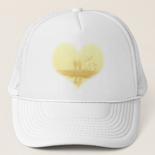 Yellow Heart Beach Wedding Trucker Pet (Voorkant)