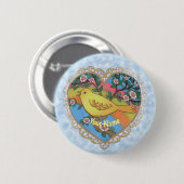 Yellow Heart Bird op maat Ronde Button 5,7 Cm (Voorkant /achterkant)