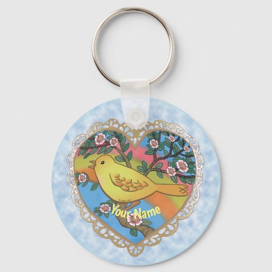 Yellow Heart Bird sleutelhanger (Voorkant)