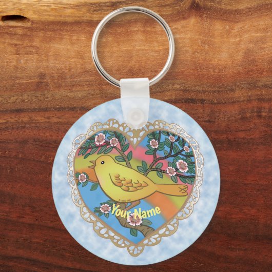 Yellow Heart Bird sleutelhanger (Voorkant)