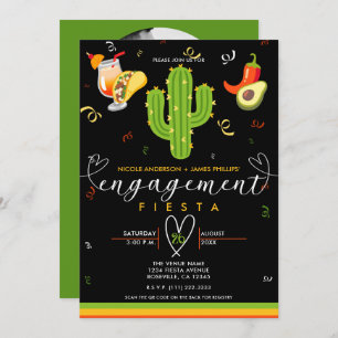 Yellow Heart Cactus Fiesta Love Engagement Party Kaart