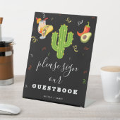 Yellow Heart Cactus Fiesta Love Guestbook Sign Reclamebord Met Voetstuk (Insitu)