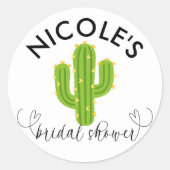 Yellow Heart Cactus Fiesta Love Vrijgezellenfeest Ronde Sticker (Voorkant)