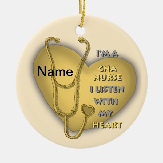Yellow Heart CNA Nurse Keramisch Ornament (Voorkant)