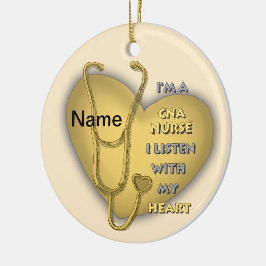 Yellow Heart CNA Nurse Keramisch Ornament (Links)