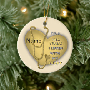 Yellow Heart CNA Nurse ornament
