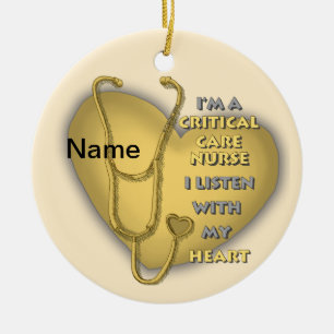 Yellow Heart Critical Care Nurse Keramisch Ornament