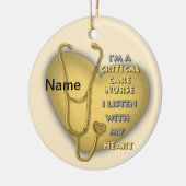 Yellow Heart Critical Care Nurse Keramisch Ornament (Links)