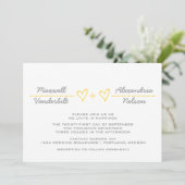 Yellow Heart Equation Wedding Invite Kaart (Staand voorkant)