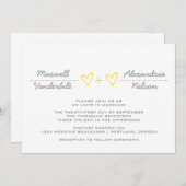 Yellow Heart Equation Wedding Invite Kaart (Voorkant / Achterkant)