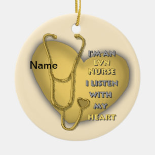 Yellow Heart LVN Nurse Keramisch Ornament