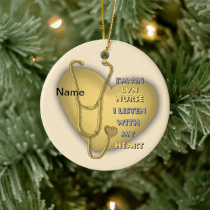 Yellow Heart LVN Nurse ornament