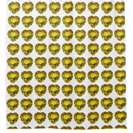 Yellow Heart Pattern Douchegordijn (Voorkant)