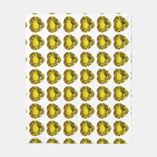 Yellow Heart Pattern Fleece Deken