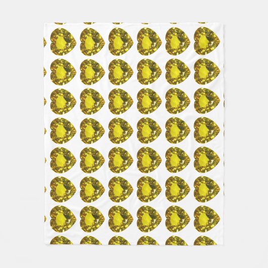 Yellow Heart Pattern Fleece Deken (Voorkant)