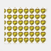 Yellow Heart Pattern Fleece Deken (Voorkant (Horizontaal))