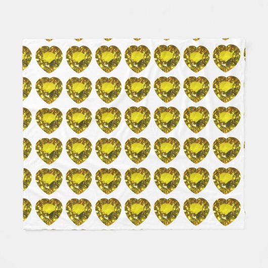 Yellow Heart Pattern Fleece Deken (Voorkant (Horizontaal))