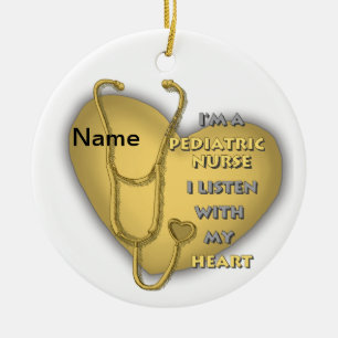 Yellow Heart Pediatric Nurse Keramisch Ornament