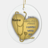 Yellow Heart Pediatric Nurse Keramisch Ornament (Links)