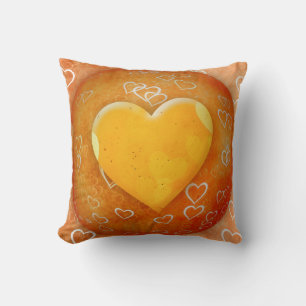 Yellow Heart Pillow Kussen
