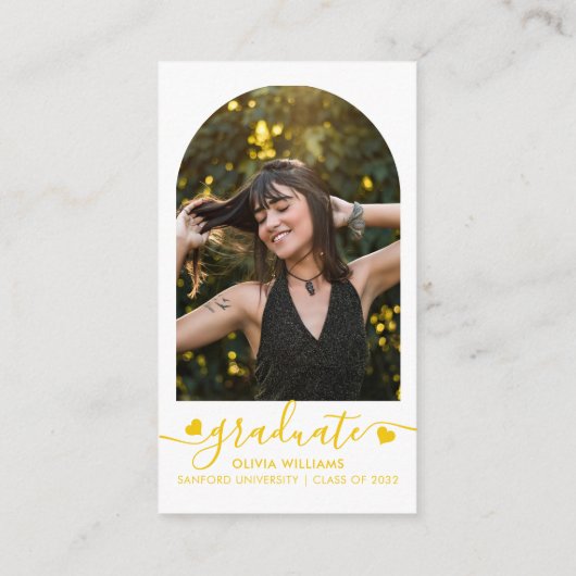 Yellow Heart Script QR Code College Fund Foto Informatiekaartje (Achterkant)