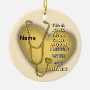 Yellow Heart Term Care Nurse Keramisch Ornament