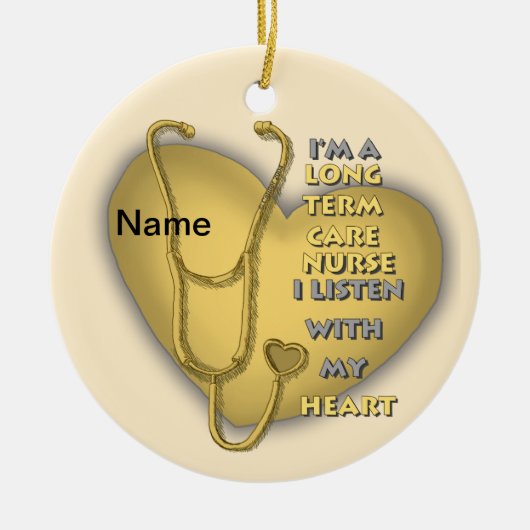 Yellow Heart Term Care Nurse Keramisch Ornament (Voorkant)