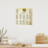 Yellow Heart Tree 100 tot 150 gast alfabetisch Poster (Keuken)