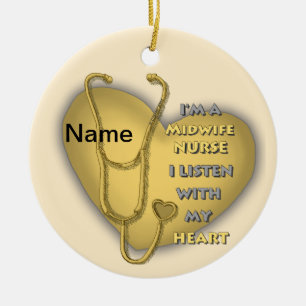 Yellow Heart Verloskundige Verpleegkundige Keramisch Ornament