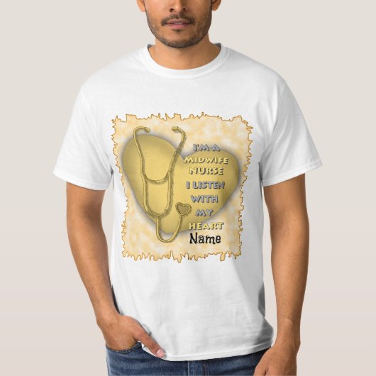 Yellow Heart Verloskundige Verpleegkundige T-shirt (Voorkant)