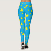 Yellow Hearts Patroon op Blauw Leggings (Achterkant)