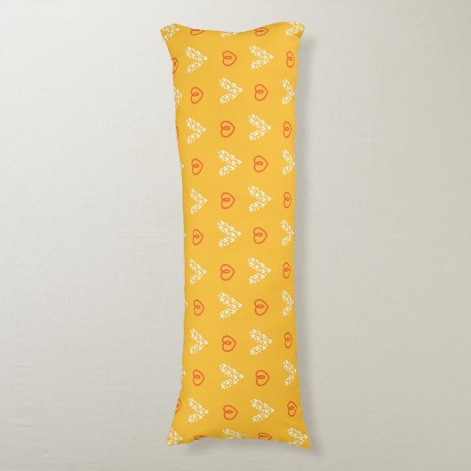 Yellow Hearts Pattern Body Pillow Lichaamskussen (Voorkant Verticaal)