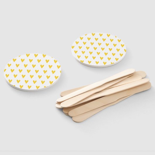 Yellow Hearts Pattern Handwaaier (Niet-gemonteerd)