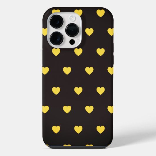 Yellow Hearts Pattern iPhone Hoesje (Achterkant)