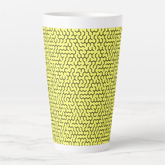 Yellow Hexagon Maze Latte Mok (Voorkant)