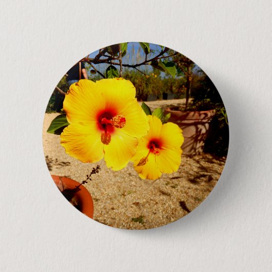 Yellow Hibiscus Badge Ronde Button 5,7 Cm (Voorkant)