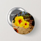Yellow Hibiscus Badge Ronde Button 5,7 Cm (Voorkant /achterkant)