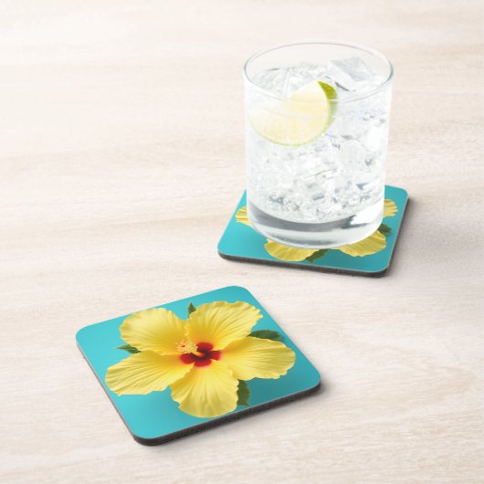 Yellow Hibiscus Bier Onderzetter (Rechterzijde)