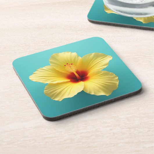 Yellow Hibiscus Bier Onderzetter (Linkerzijde)