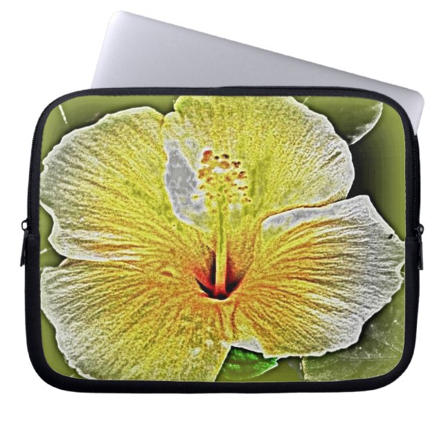 Yellow Hibiscus Electronics Bag Laptop Sleeve (Voorkant)